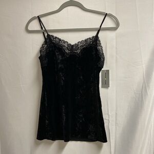 Vintage Y2K DKNY Velvet & Lace Tank Top Black Size Small NWT!
